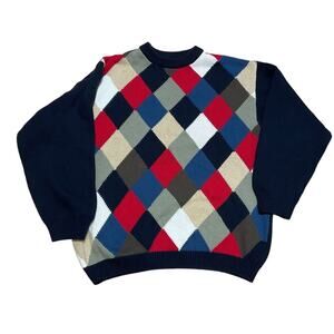 Vintage Cotton Traders‎ Mens Argyle Sweater Size Large Pullover Knit Sweater